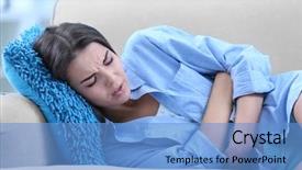  Presentation with abdominal - Cool new presentation design with reproduction - young woman suffering from abdominal backdrop and a teal colored foreground