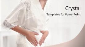  Presentation with abdominal - Slide set enhanced with reproduction - young woman suffering from abdominal background and a sky blue colored foreground