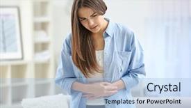  Presentation with abdominal - Beautiful presentation theme featuring reproduction - young woman suffering from abdominal backdrop and a light blue colored foreground