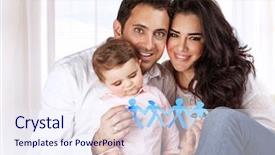  Presentation with child safety - Theme having reproductive health - portrait of sweet little child background and a sky blue colored foreground