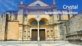  Presentation with caribbean - PPT theme having republic - 16th century cathedral of santo background and a ocean colored foreground
