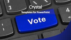  Presentation with vote - Slide set featuring electronic government - computer notebook keyboard with vote background and a dark gray colored foreground