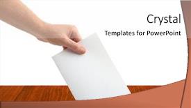  Presentation with republican party - PPT layouts having republican party politics - hand with ballot and box background and a white colored foreground