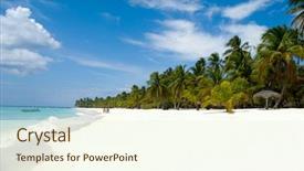  Presentation with white sand - Presentation theme consisting of republique - tropical beach with palm background and a cream colored foreground