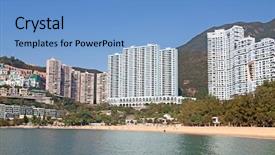  Presentation with hong kong china - PPT layouts enhanced with repulse bay beach in hong kong china background and a light blue colored foreground