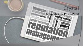  Presentation with reputation - Presentation design featuring reputation-management-word-cloud background and a light gray colored foreground