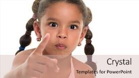  Presentation with camera - Beautiful PPT layouts featuring request - small multiracial girl pointing backdrop and a  colored foreground
