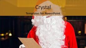  Presentation with santa claus and reindeers - Cool new slides with requestletter - santa claus reading strange requests backdrop and a gold colored foreground