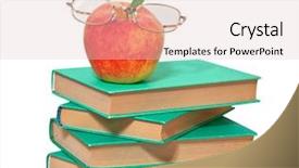 Presentation with stack books - PPT theme enhanced with required subject - stack of books background and a  colored foreground