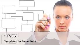  Presentation with business plan cover page images - Slide deck with requirements engineering - business woman designing a plan background and a light gray colored foreground