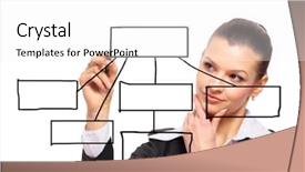  Presentation with business plan gas station - Colorful presentation theme enhanced with requirements engineering - business woman designing a plan backdrop and a white colored foreground
