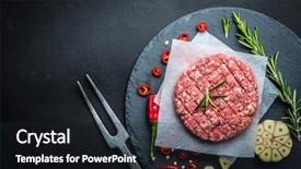  Presentation with ground beef - PPT theme enhanced with ground beef patties for making background and a wine colored foreground