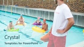  Presentation with lifeguard - Cool new slide deck with rescue center - male lifeguard looking at senior backdrop and a  colored foreground