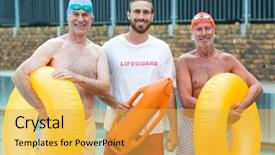  Presentation with lifeguard - Audience pleasing slides consisting of rescue center - portrait of lifeguard with senior backdrop and a  colored foreground