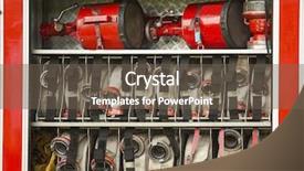  Presentation with fire service - Slide deck having rescue equipment in fire engine background and a tawny brown colored foreground