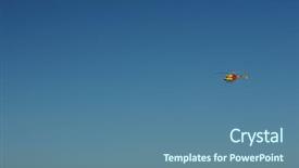  Presentation with rescue helicopter - Theme featuring rescue helicopter in blue sky background and a teal colored foreground