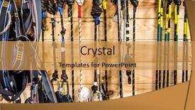  Presentation with wire ropes - Presentation design enhanced with rescue knots - background with colorful ropes background and a yellow colored foreground