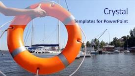  Presentation with rescue - Slide deck enhanced with rescue knots - hands hold a life buoy background and a light blue colored foreground