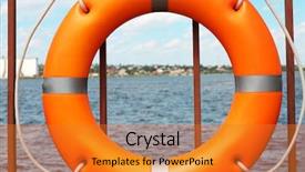  Presentation with iron - Colorful slide deck enhanced with rescue knots - hanging life buoy backdrop and a gold colored foreground