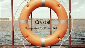  Presentation with iron - Amazing PPT layouts having rescue knots - hanging life buoy backdrop and a coral colored foreground