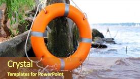  Presentation with sea rescue - Slide set consisting of rescue knots - life buoy hanging background and a red colored foreground