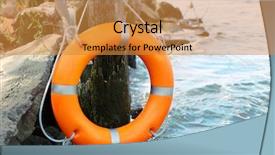  Presentation with life - Audience pleasing PPT layouts consisting of rescue knots - life buoy hanging backdrop and a  colored foreground