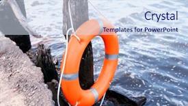  Presentation with life - Cool new PPT layouts with rescue knots - life buoy hanging backdrop and a  colored foreground