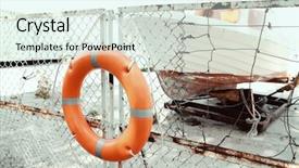  Presentation with life - Slide set consisting of rescue knots - life buoy hangs background and a sky blue colored foreground