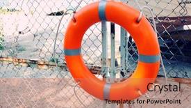  Presentation with life - PPT theme consisting of rescue knots - life buoy hangs background and a coral colored foreground