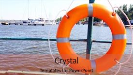  Presentation with life - Slide set featuring rescue knots - life buoy hangs background and a  colored foreground