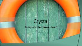  Presentation with rescue - Amazing PPT layouts having rescue knots - life buoy on green wooden backdrop and a  colored foreground