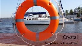  Presentation with sea rescue - PPT layouts having rescue knots - life buoy on the sea background and a  colored foreground