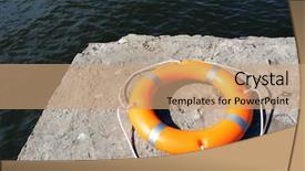  Presentation with rescue - Presentation design featuring rescue knots - life buoy on the wharf background and a  colored foreground