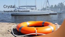  Presentation with rescue - PPT layouts featuring rescue knots - life buoy on the wharf background and a  colored foreground
