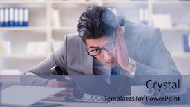  Presentation with fire alarm office - Presentation theme having rescue plan - businessman during fire alarm background and a ocean colored foreground