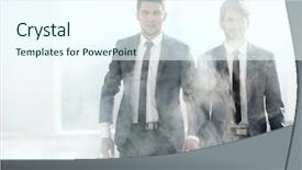  Presentation with leave - Amazing PPT theme having rescue plan - businessmen leave the office backdrop and a cool aqua colored foreground