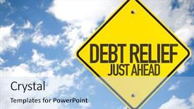  Presentation with debt reduction - PPT layouts having rescue plan - debt relief sign with sky background and a light blue colored foreground