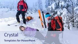  Presentation with rescue - PPT layouts having rescue ski patrol help injured background and a sky blue colored foreground