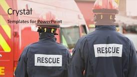  Presentation with rescue - Presentation theme with rescue team - firefighters standing by a small background and a lemonade colored foreground