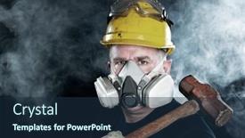  Presentation with rescue - Amazing PPT theme having rescue-worker-wears-a-respirator backdrop and a navy blue colored foreground