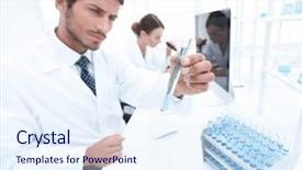  Presentation with busy - Slides enhanced with research - busy group of researchers carrying background and a sky blue colored foreground