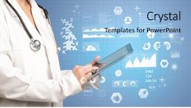  Presentation with graphics - PPT layouts enhanced with research - female doctor holding tablet background and a light blue colored foreground