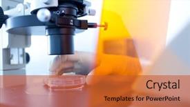  Presentation with microscope - Beautiful PPT theme featuring research - modern microscope in a lab backdrop and a red colored foreground