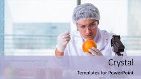  Presentation with nutrition - Theme having research - nutrition expert testing food products background and a light blue colored foreground