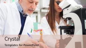  Presentation with laboratory - Presentation design having research - researchers at work background and a lemonade colored foreground