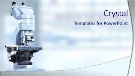  Presentation with scientific research - Slide set featuring research - scientific microscope in laboratory health background and a sky blue colored foreground