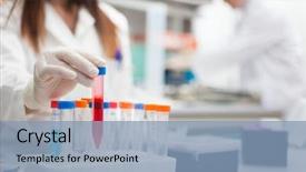  Presentation with laboratory - Colorful slide set enhanced with research - scientist at work backdrop and a light blue colored foreground