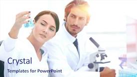  Presentation with team organisation chart - PPT layouts featuring research - team of biologists researchers working background and a sky blue colored foreground