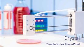  Presentation with petri dish - Theme with research-3d-bioprinter-for-3d background and a  colored foreground