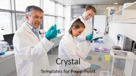  Presentation with academic research - Audience pleasing slides consisting of research academic - team of scientists working together backdrop and a light gray colored foreground